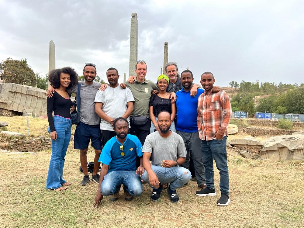 Ride the Rift team visiting the famous stelae fiel in the centre of Axum